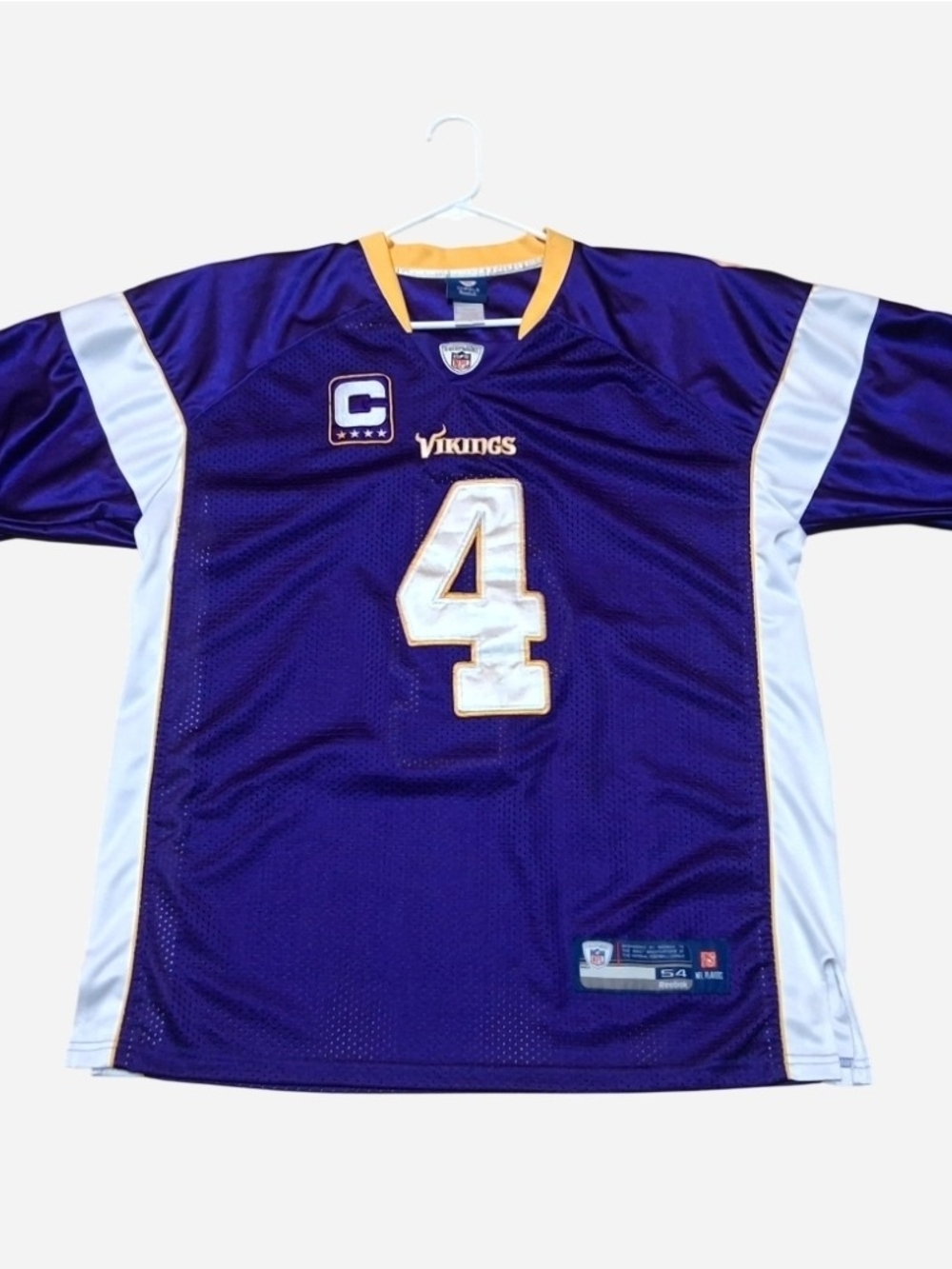 Reebok Minnesota Vikings Purple and White #4 Football Jersey